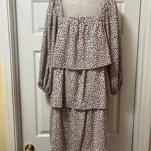 Who What Wear Black and White Patterned Midi Dress